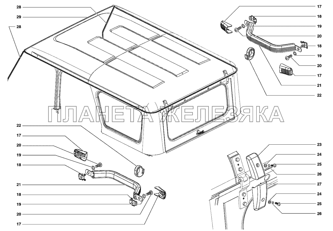 Поручни, крючки для одежды УАЗ-31519